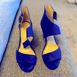 Jessica Simpson Marrionn Symphony Blue Suede Leather Heels